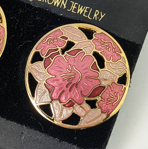 💥NWT Fine Enamels hybiscus earrings - Picture 3 of 5